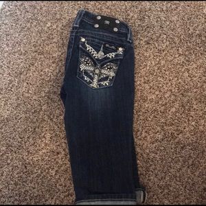 Girls Miss Me Denim cuffed Capri